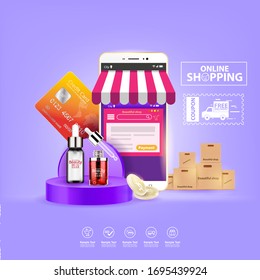 Shopping Online on Website or Mobile Application Vector Concept Marketing and Digital marketing.