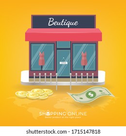 Shopping Online on Website or Mobile Application Vector Concept Marketing and Digital marketing. Online shopping banner, mobile app templates, vector illustration flat design. EPS 10