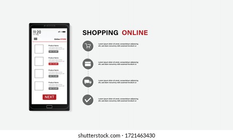 Shopping Online on Website or Mobile Application.Shopping online concept vector illustrator.