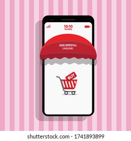 Shopping Online on Website or Mobile Application Vector online.
