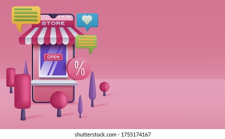 Shopping Online on Website or Mobile Application Vector Concept Marketing. Vector illustration