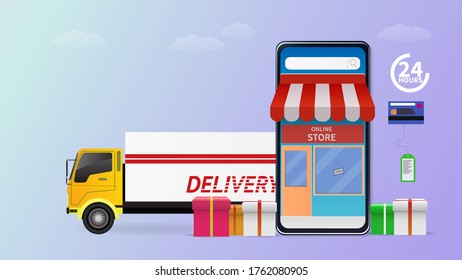 Shopping Online on Website or Mobile Application Vector Concept Marketing and Digital marketing