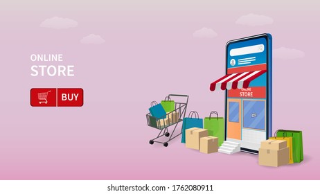 Shopping Online on Website or Mobile Application Vector Concept Marketing and Digital marketing