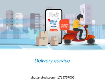 Shopping Online on Website or Mobile Application Vector Concept Marketing and Digital.Online delivery service concept.