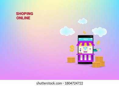 Shopping Online on Website or Mobile Application Vector Concept Marketing and Digital marketing