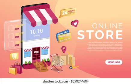 Shopping Online on Website or Mobile Application Vector Concept Marketing and Digital marketing