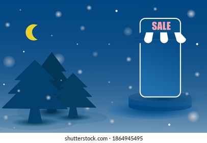 Shopping Online on Website or Mobile Application during Christmas and New Year.