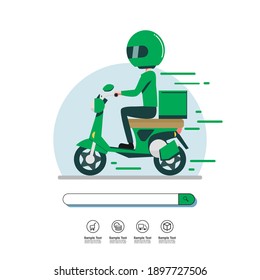 Shopping Online on Website or Mobile Application Vector Concept 
Rider Delivery.