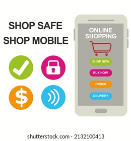 Shopping online on website or mobile application vector concept marketing and digital marketing