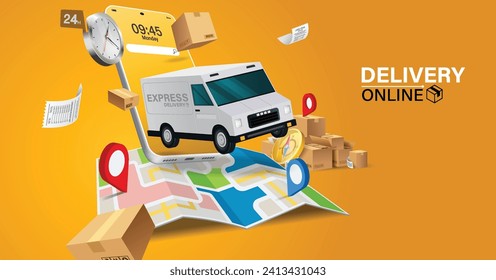 Shopping Online on Website or Mobile Application Vector Concept Marketing and Digital marketing.Online shopping store with mobile , credit cards and shop elements.Vector illustration.