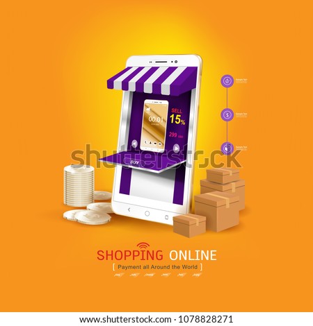 Shopping Online on Website or Mobile Application Vector Concept Marketing and Digital marketing.