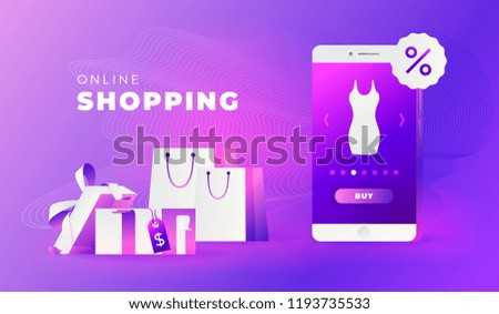 Shopping Online on Website or Mobile Application Vector Concept Marketing and Digital marketing.