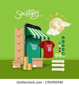 Shopping Online on Website Vector Concept Marketing and Digital marketing.
