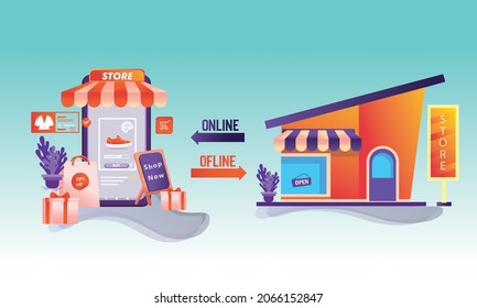 Compras en línea en sitio web, concepto de vector