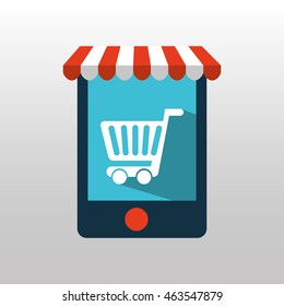 shopping online with pc icon, vector illustration