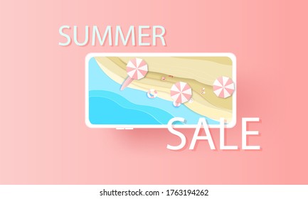shopping online with phone Mobile Application Marketing Digital marketing, credit cards and shop elements. Vector illustration summer season and delivery online