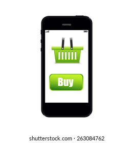 Shopping with online phone vector illustration