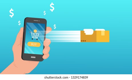 Shopping online poster. wallpaper. free space for text. copy space. mobile.