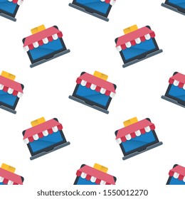 Shopping online seamless pattern design, Repeat textile design. Fabric print.