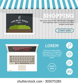 Shopping On-line. Set of Flat Design Concepts for Web Banners and Promotional Materials