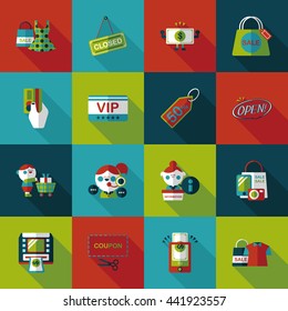 Shopping and online shop icons set