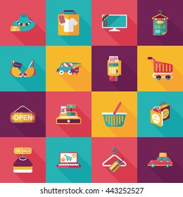 Shopping and online shop icons set
