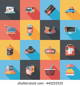 Shopping and online shop icons set