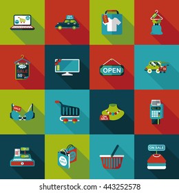 Shopping and online shop icons set