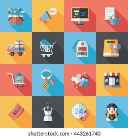 Shopping and online shop icons set