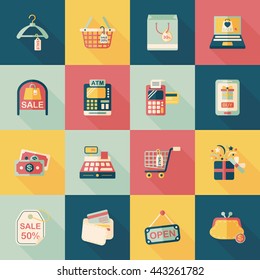 Shopping and online shop icons set