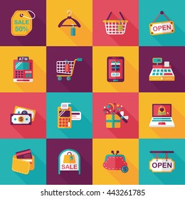 Shopping and online shop icons set