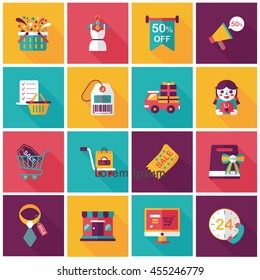 Shopping and online shop icons set