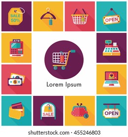 Shopping and online shop icons set
