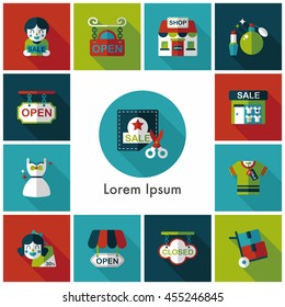 Shopping and online shop icons set
