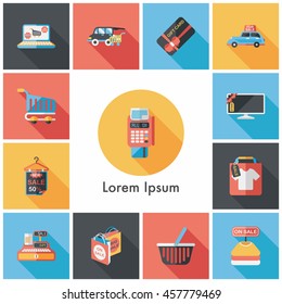 Shopping and online shop icons set