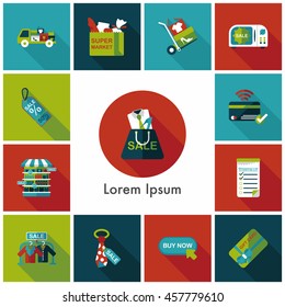 Shopping and online shop icons set