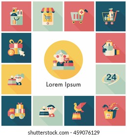Shopping and online shop icons set