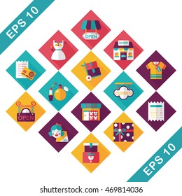 Shopping and online shop icons set