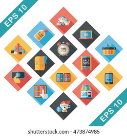 Shopping and online shop icons set
