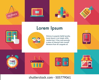 Shopping and online shop icons set