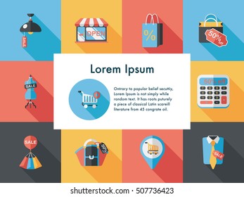 Shopping and online shop icons set