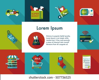 Shopping and online shop icons set