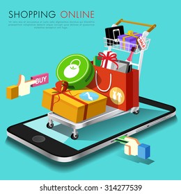 shopping online smart phone.vector