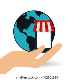 Shopping online and smartphone design , vector illustration