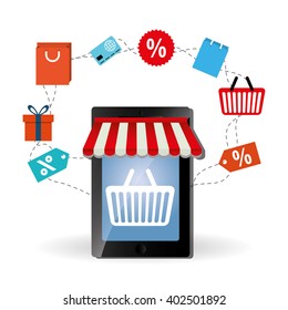 Shopping online and smartphone design , vector illustration