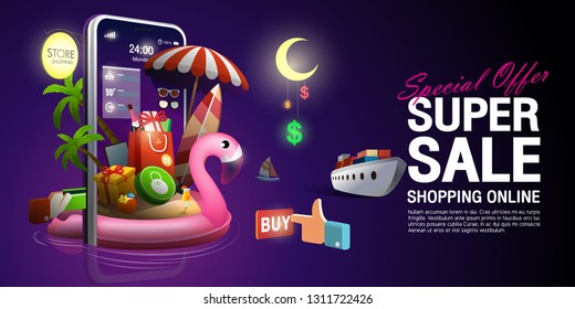 Shopping Online, Special Offer Summer Night Super Sale On mobile