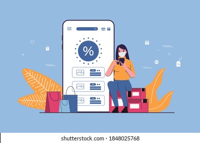 Shopping online store concept with customer.