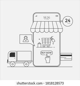 Shopping online store with digital technology smartphone 