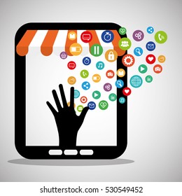 shopping online store virtual technology vector illustration eps 10