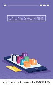 shopping online tech in smartphone vector illustration design